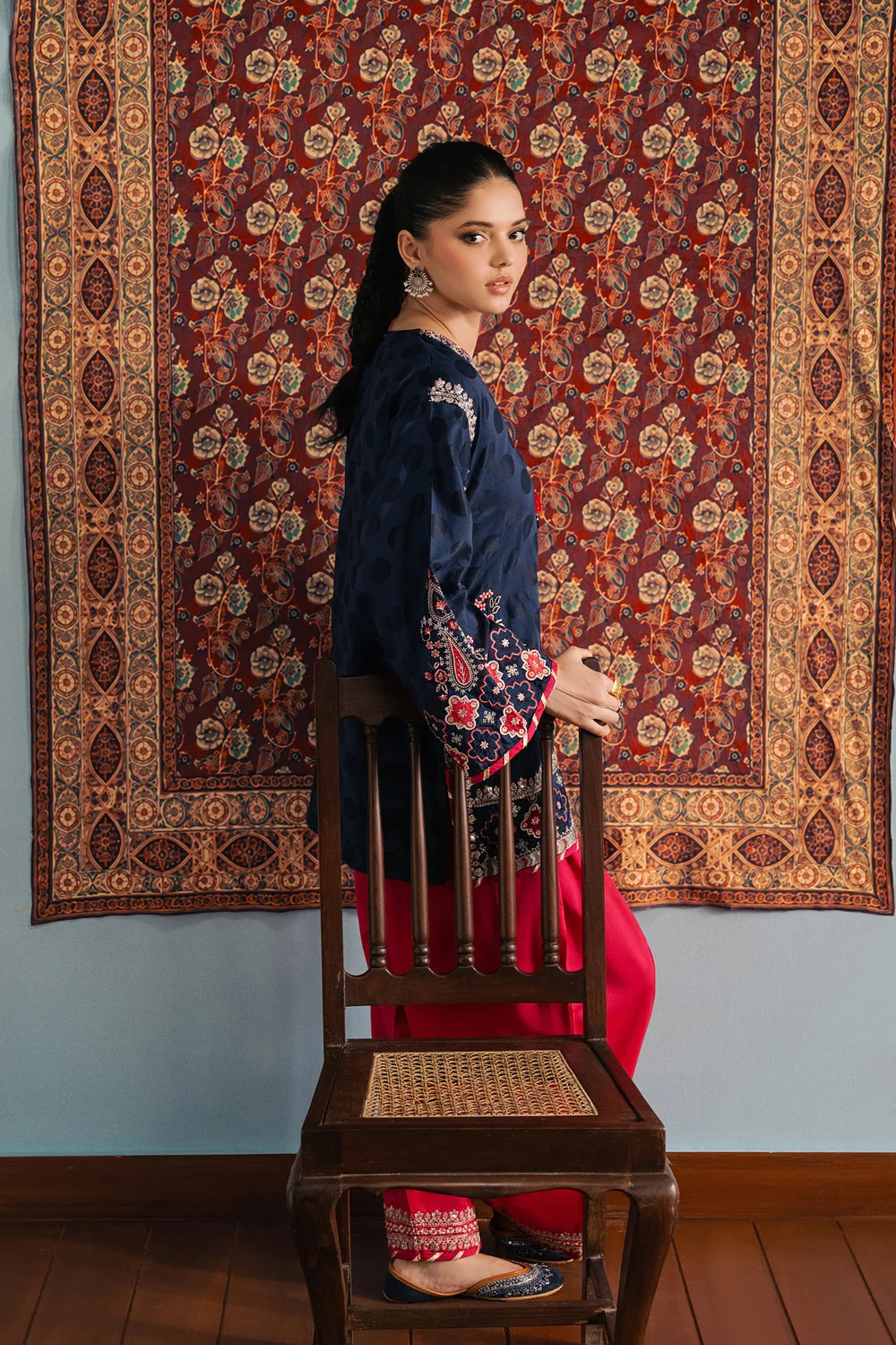 DEEP BLUE | E4756/103/620 | Rozana Winter Drop 1 | Ethnc