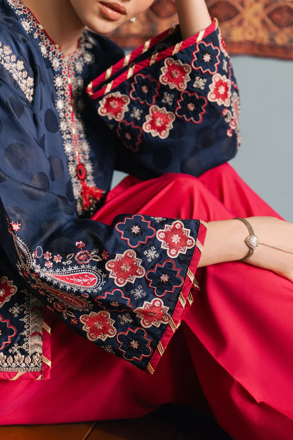 DEEP BLUE | E4756/103/620 | Rozana Winter Drop 1 | Ethnc