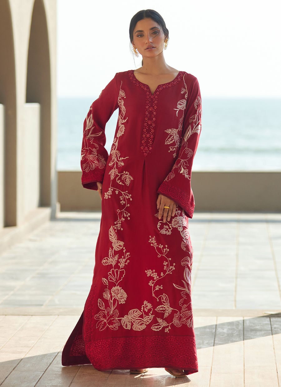 Siren Scarlett Silk Kaftan | LAANI - THE KAFTAN EDIT | FARAH TALIB AZIZ