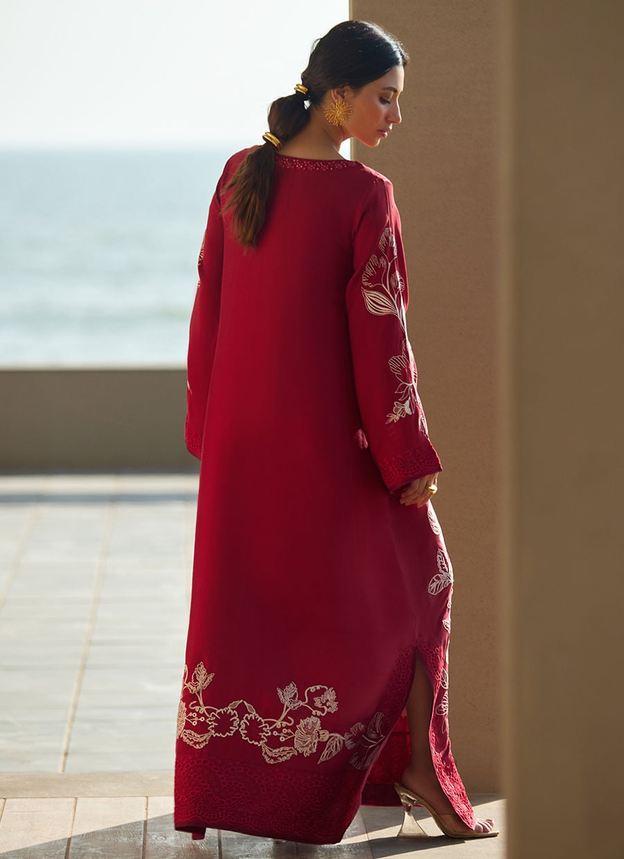 Siren Scarlett Silk Kaftan | LAANI - THE KAFTAN EDIT | FARAH TALIB AZIZ