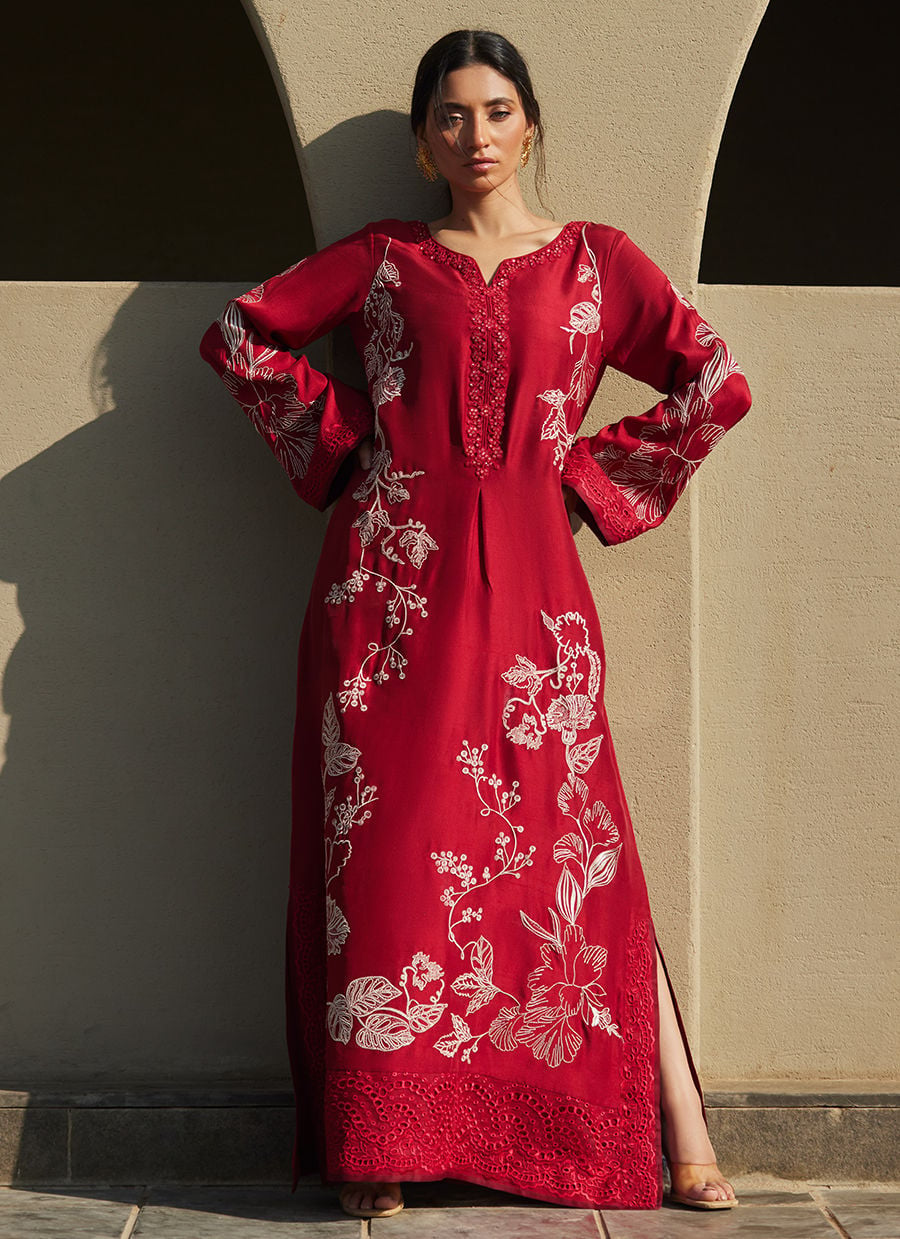Siren Scarlett Silk Kaftan | LAANI - THE KAFTAN EDIT | FARAH TALIB AZIZ