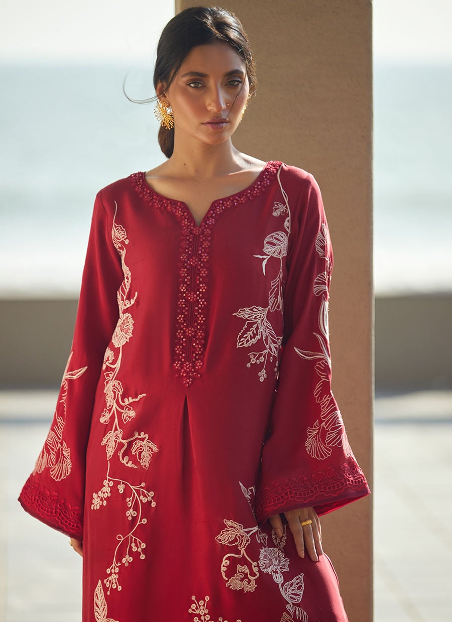 Siren Scarlett Silk Kaftan | LAANI - THE KAFTAN EDIT | FARAH TALIB AZIZ