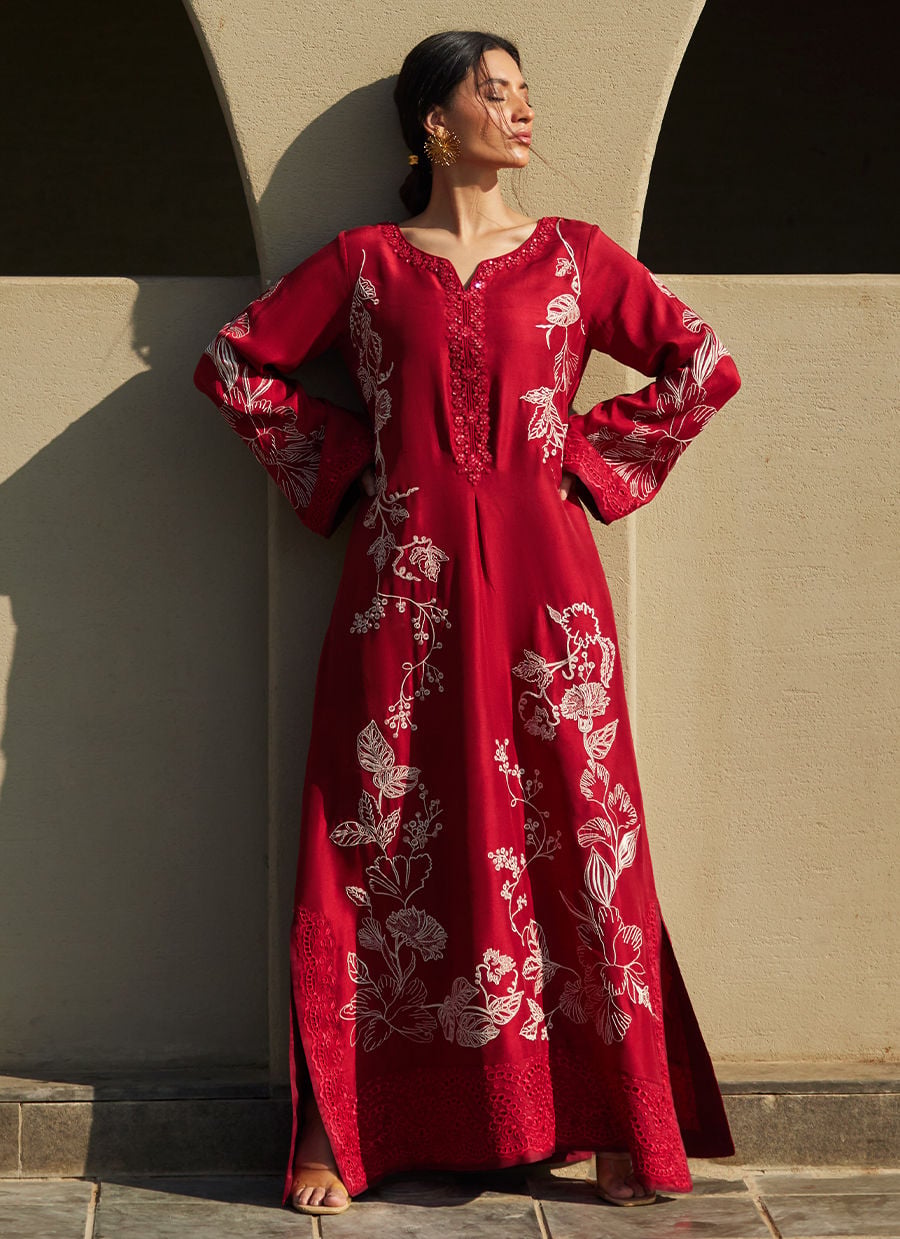 Siren Scarlett Silk Kaftan | LAANI - THE KAFTAN EDIT | FARAH TALIB AZIZ