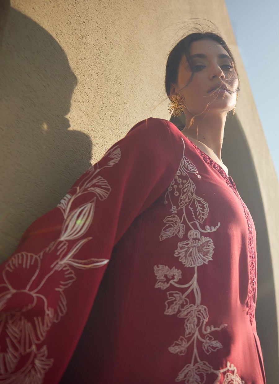 Siren Scarlett Silk Kaftan | LAANI - THE KAFTAN EDIT | FARAH TALIB AZIZ