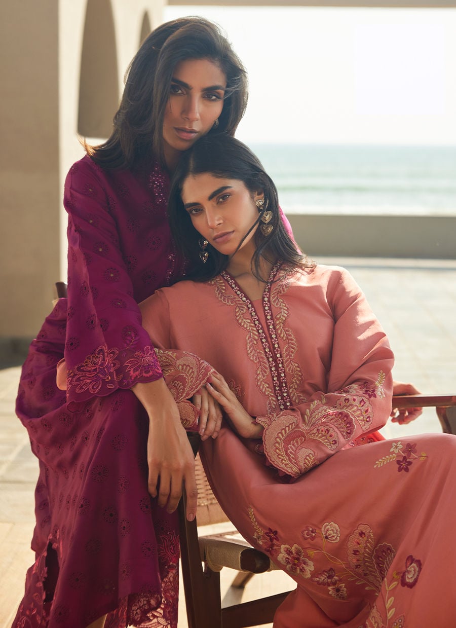 Nami Coral Silk Kaftan | LAANI - THE KAFTAN EDIT | FARAH TALIB AZIZ