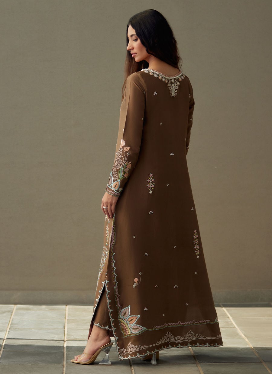 Enia Espresso Silk Kaftan | LAANI - THE KAFTAN EDIT | FARAH TALIB AZIZ