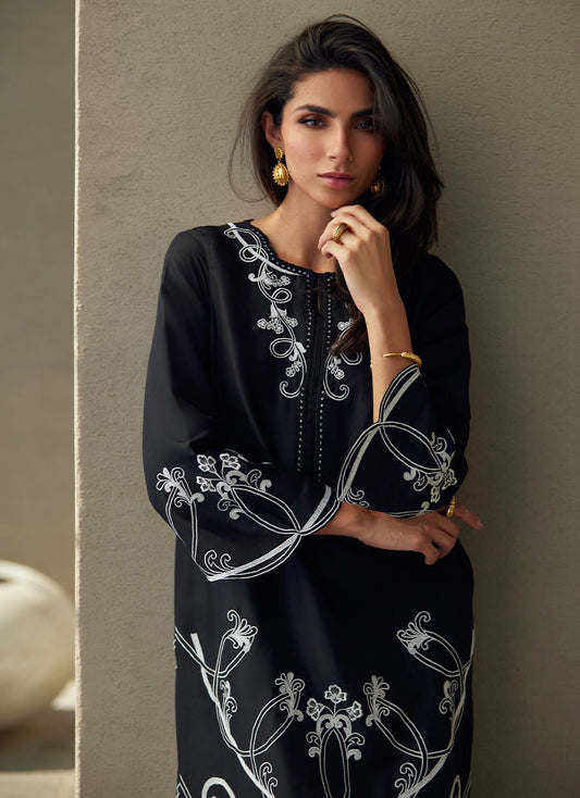 Serai Black Silk Kaftan | LAANI - THE KAFTAN EDIT | FARAH TALIB AZIZ