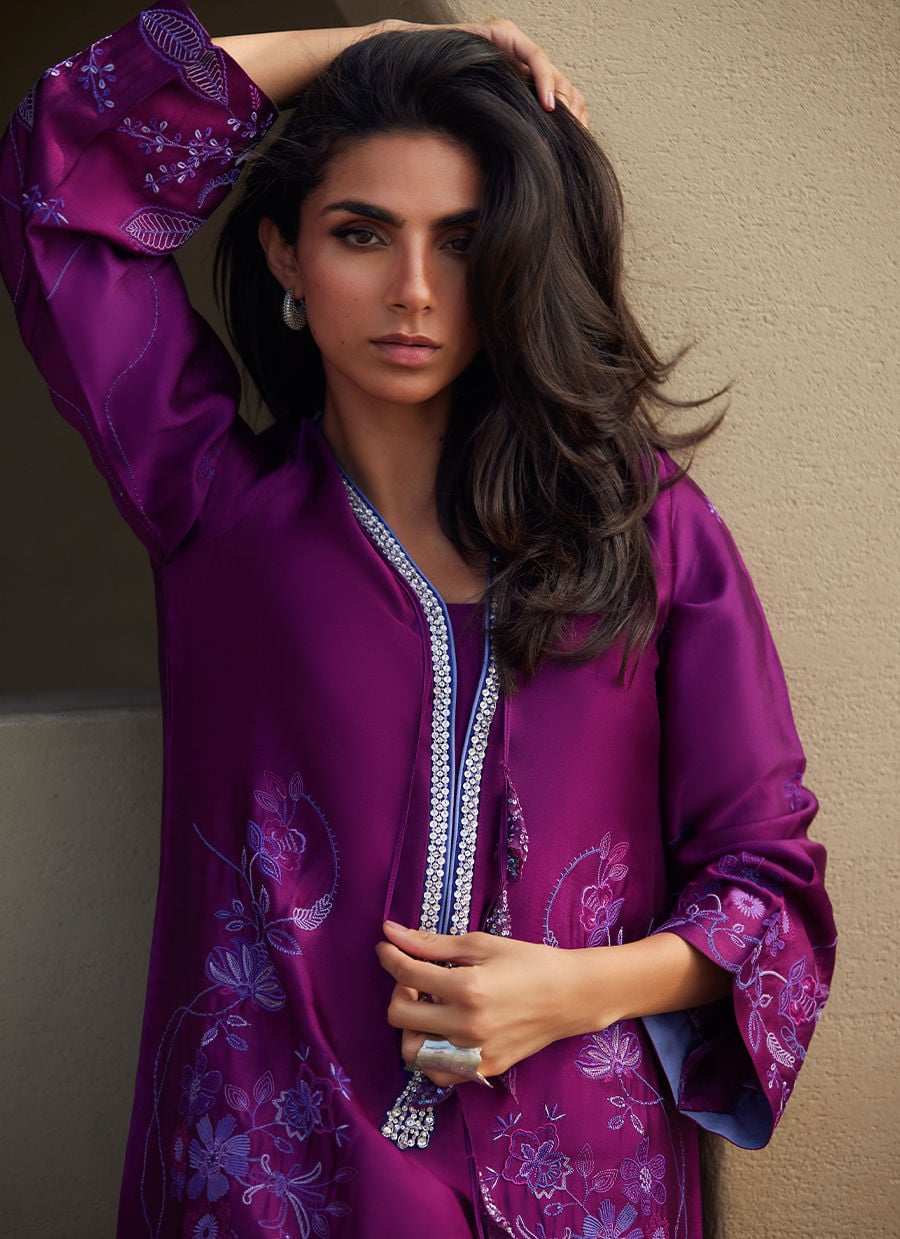 Gilly Grape Silk Kaftan | LAANI - THE KAFTAN EDIT | FARAH TALIB AZIZ