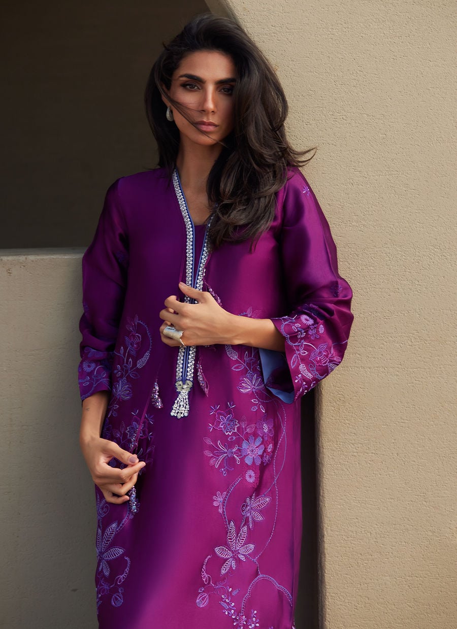 Gilly Grape Silk Kaftan | LAANI - THE KAFTAN EDIT | FARAH TALIB AZIZ