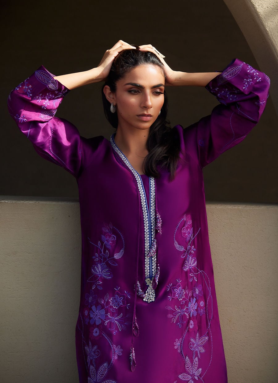Gilly Grape Silk Kaftan | LAANI - THE KAFTAN EDIT | FARAH TALIB AZIZ