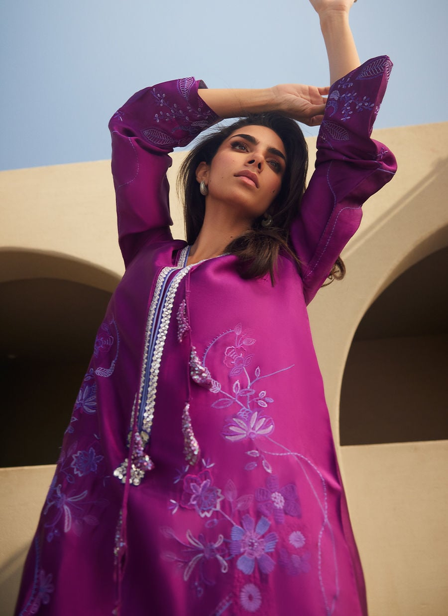 Gilly Grape Silk Kaftan | LAANI - THE KAFTAN EDIT | FARAH TALIB AZIZ