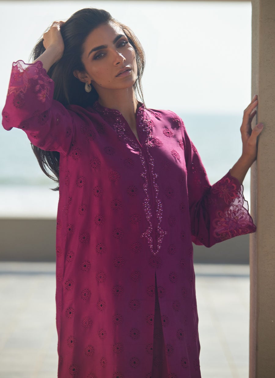 Marbella Magenta Silk Kaftan | LAANI - THE KAFTAN EDIT | FARAH TALIB AZIZ