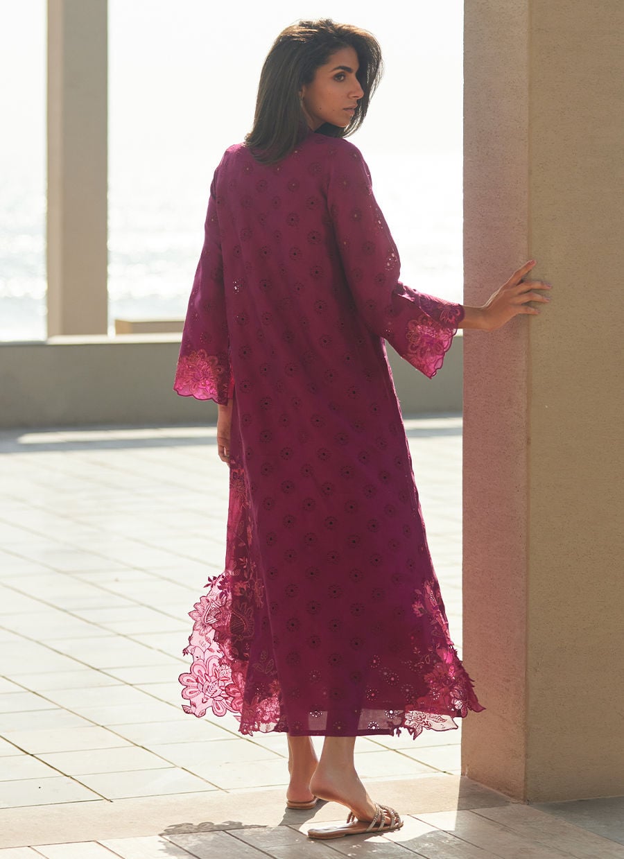 Marbella Magenta Silk Kaftan | LAANI - THE KAFTAN EDIT | FARAH TALIB AZIZ
