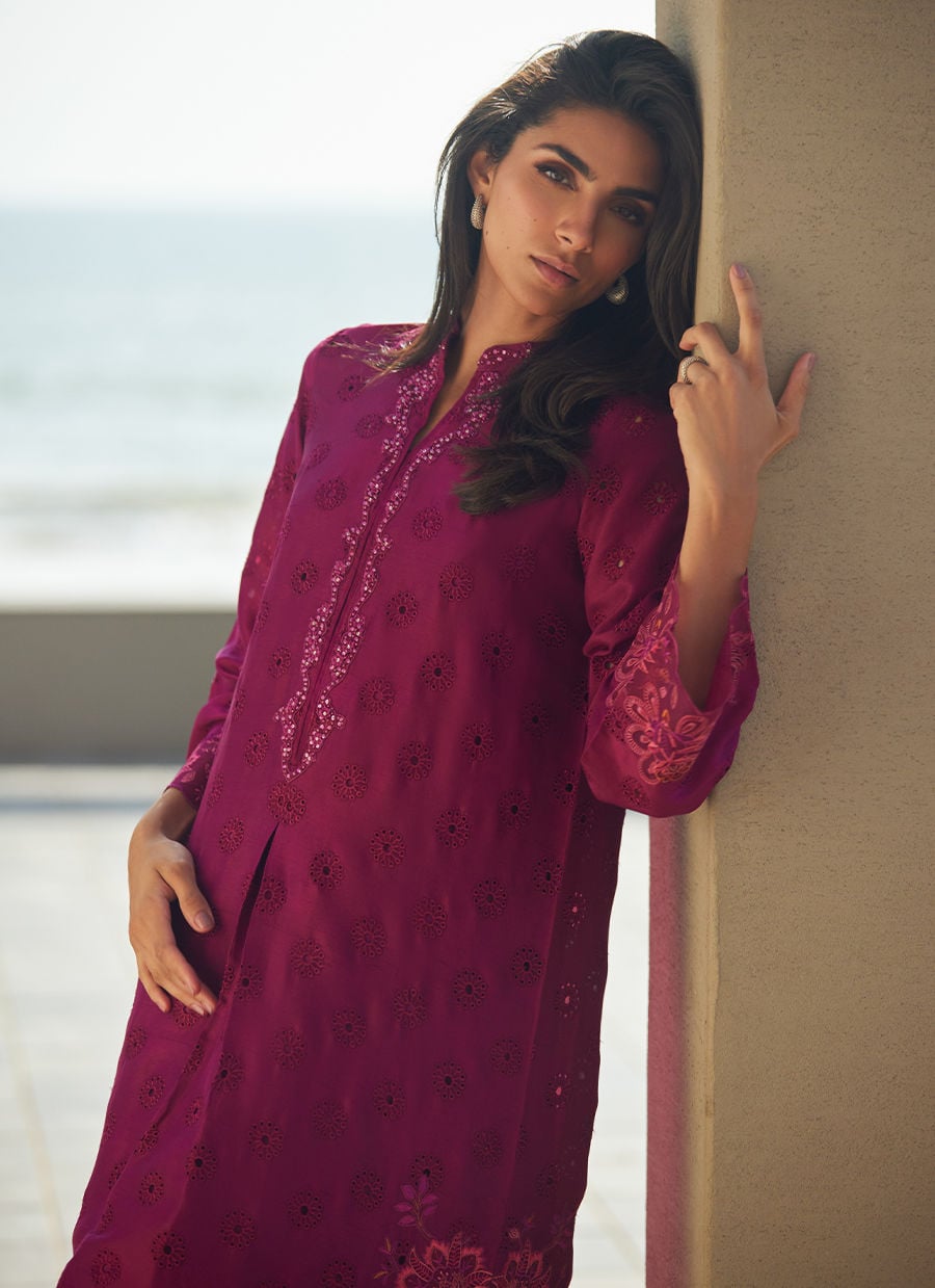 Marbella Magenta Silk Kaftan | LAANI - THE KAFTAN EDIT | FARAH TALIB AZIZ