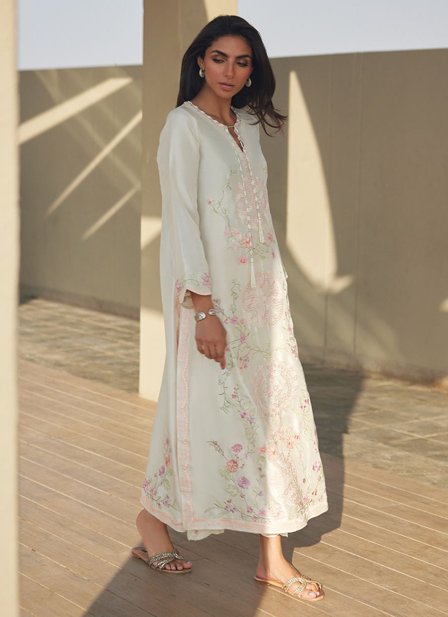 Coraline Ivory Silk Kaftan | LAANI - THE KAFTAN EDIT | FARAH TALIB AZIZ