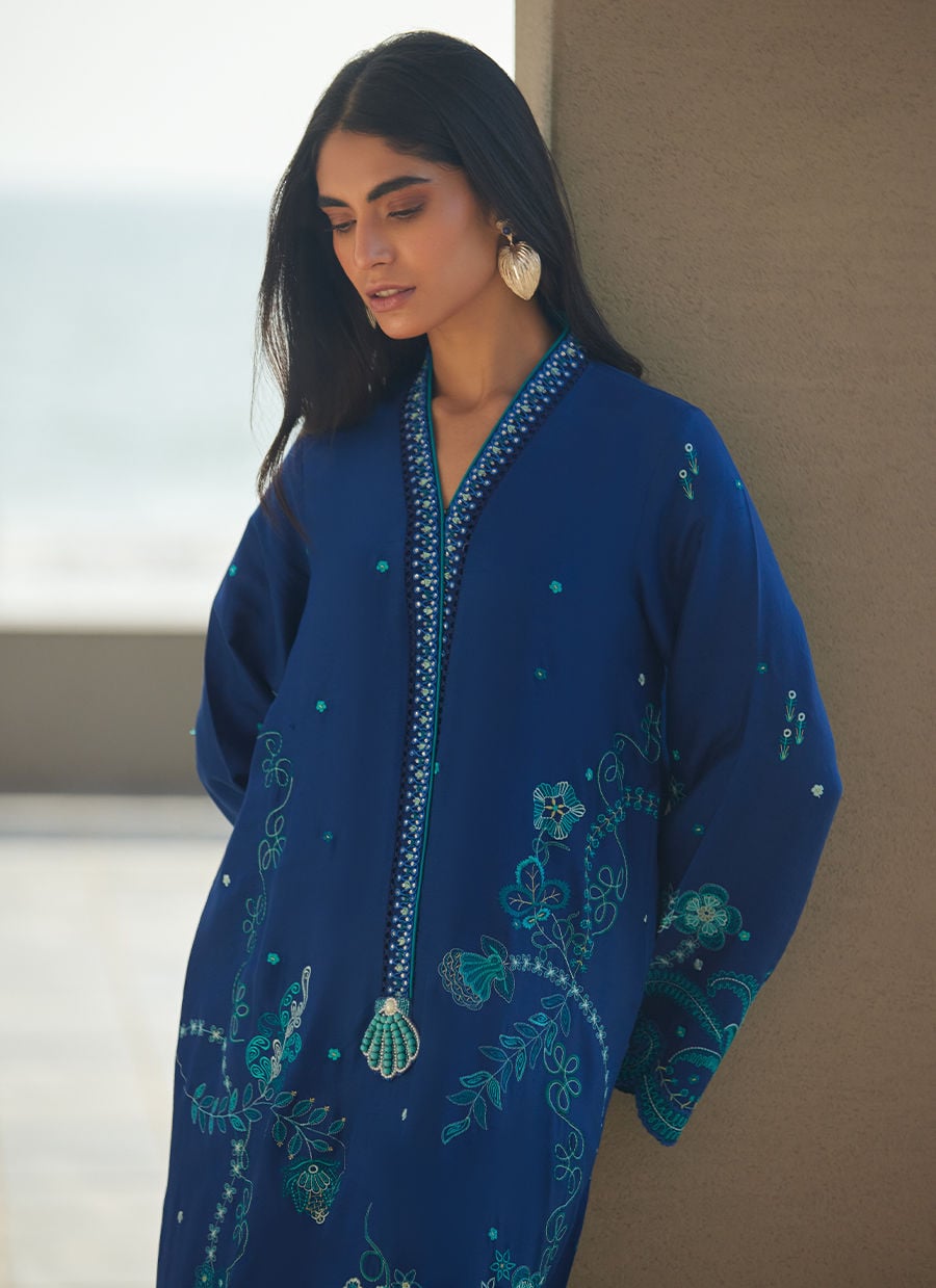 liri Ink Blue Kaftan | LAANI - THE KAFTAN EDIT | FARAH TALIB AZIZ