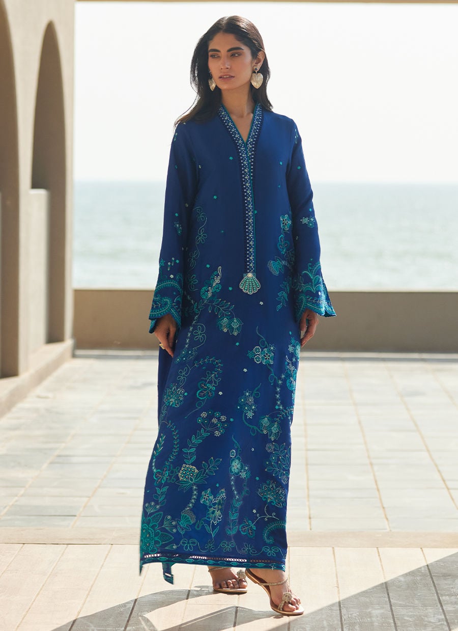 liri Ink Blue Kaftan | LAANI - THE KAFTAN EDIT | FARAH TALIB AZIZ