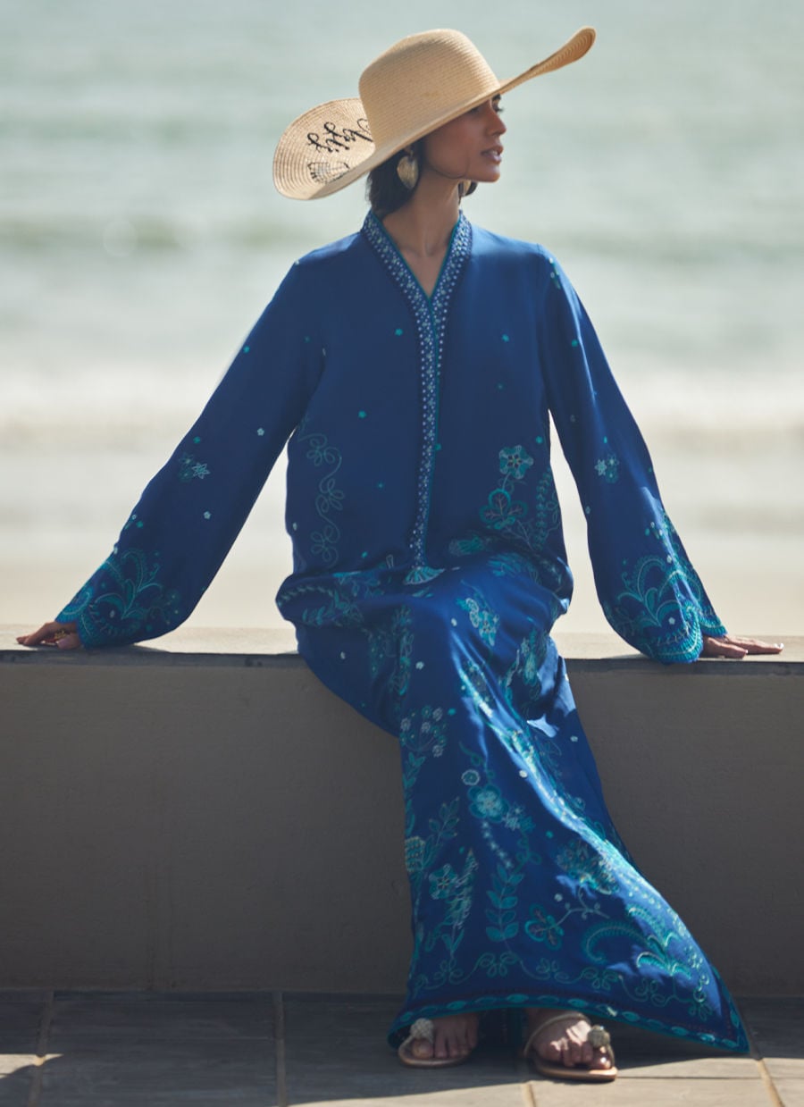 liri Ink Blue Kaftan | LAANI - THE KAFTAN EDIT | FARAH TALIB AZIZ