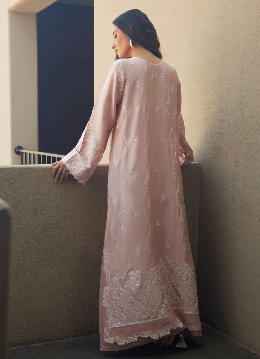 Nami Pale Pink Silk Kaftan | LAANI - THE KAFTAN EDIT | FARAH TALIB AZIZ