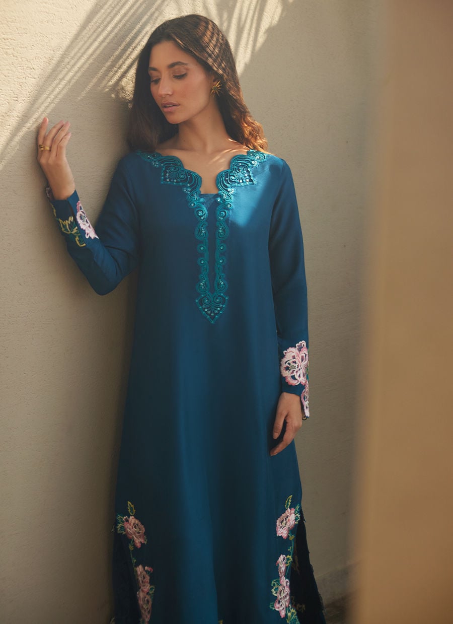 Terra Teal Kaftan | LAANI - THE KAFTAN EDIT | FARAH TALIB AZIZ