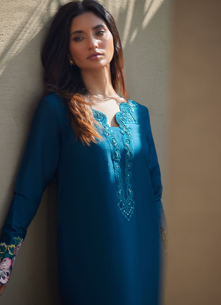 Terra Teal Kaftan | LAANI - THE KAFTAN EDIT | FARAH TALIB AZIZ