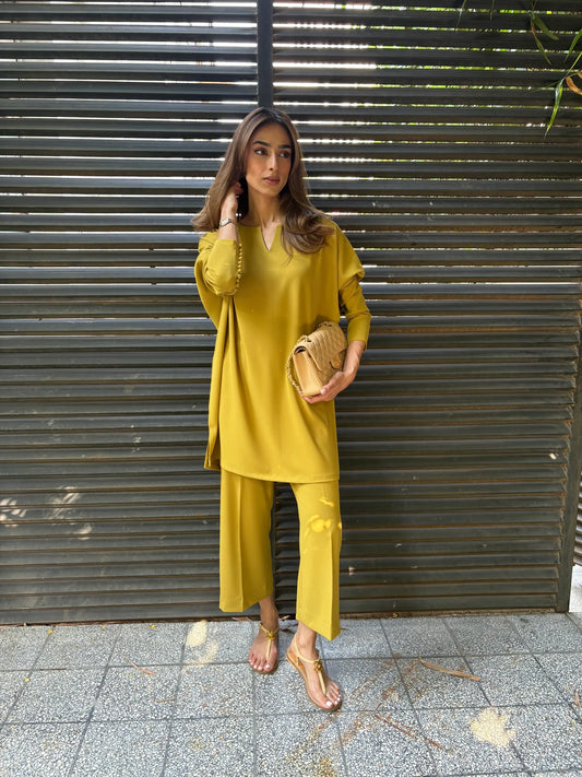 MUTED CHARTREUSE GABBY SET | SAK ATELIER