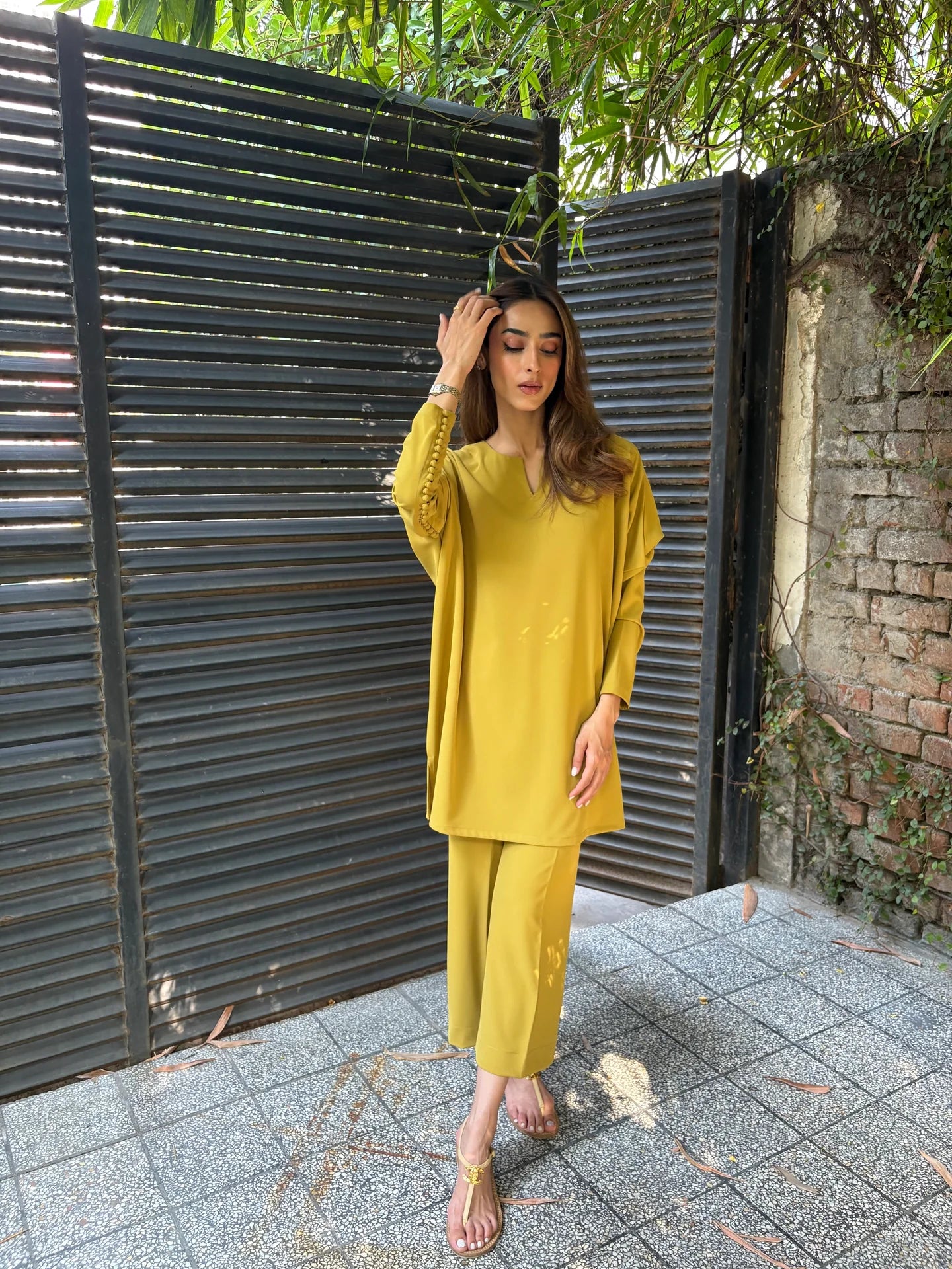 MUTED CHARTREUSE GABBY SET | SAK ATELIER