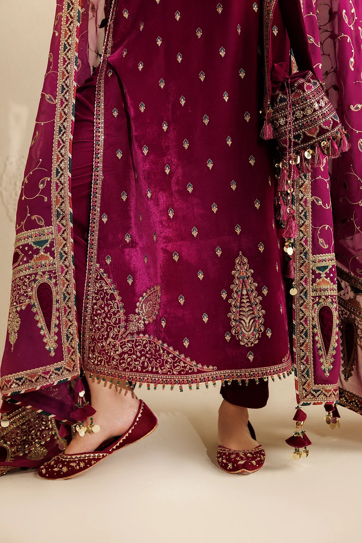 EMBROIDERED VELVET KHUSSA D-17 | Chandni Velvet Formals ‘26 | Jazmin | Footwear
