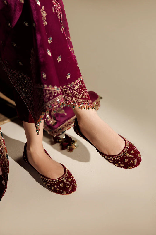 EMBROIDERED VELVET KHUSSA D-17 | Chandni Velvet Formals ‘26 | Jazmin | Footwear