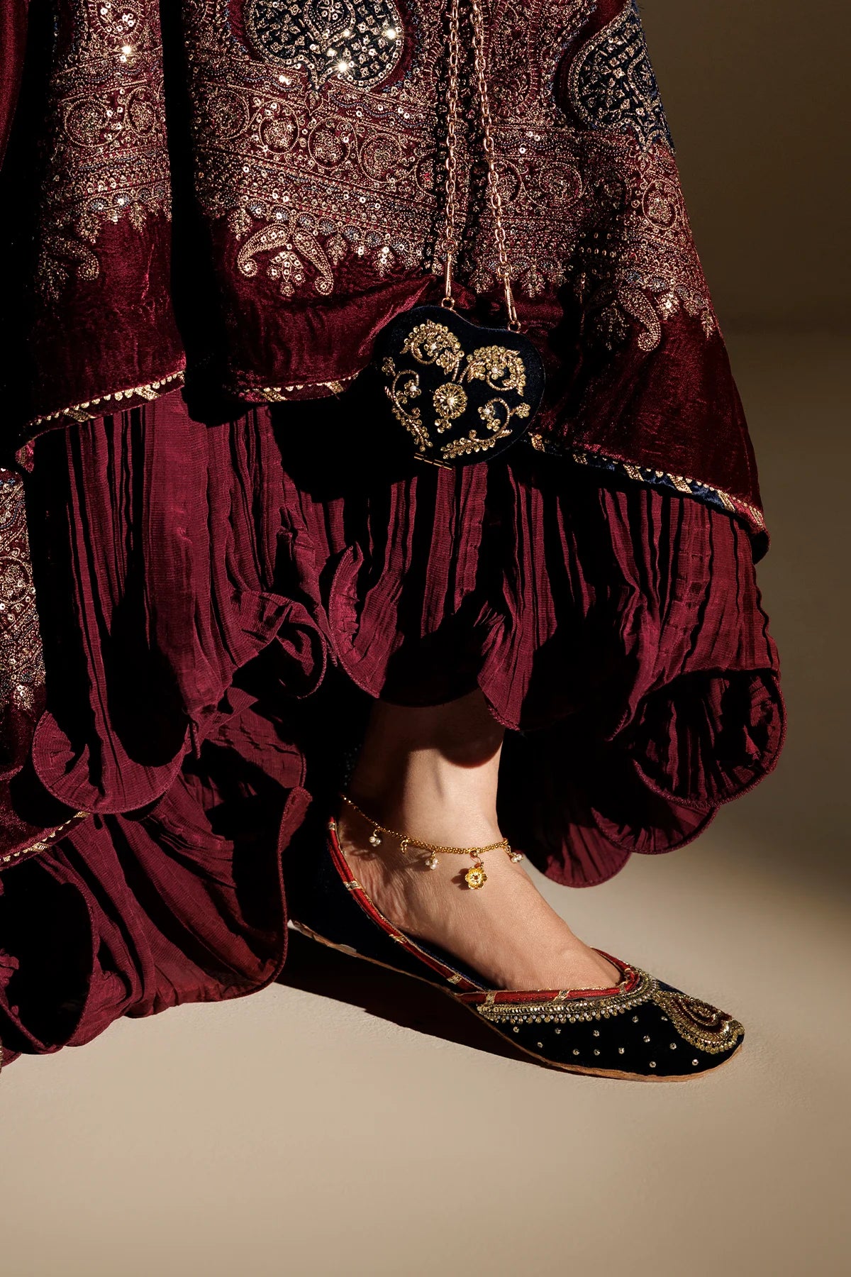 EMBROIDERED VELVET KHUSSA D-15 | Chandni Velvet Formals ‘26 | Jazmin | Footwear