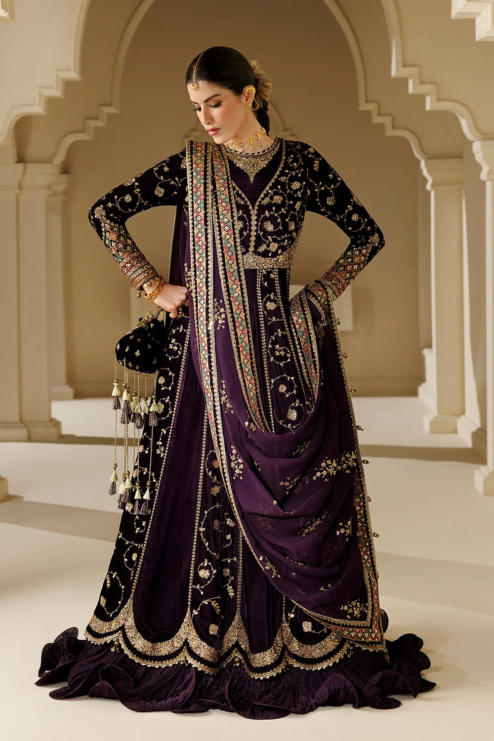 EMBROIDERED VELVET FORMAL CVF26-D03 | Chandni Velvet Formals ‘26 | Jazmin