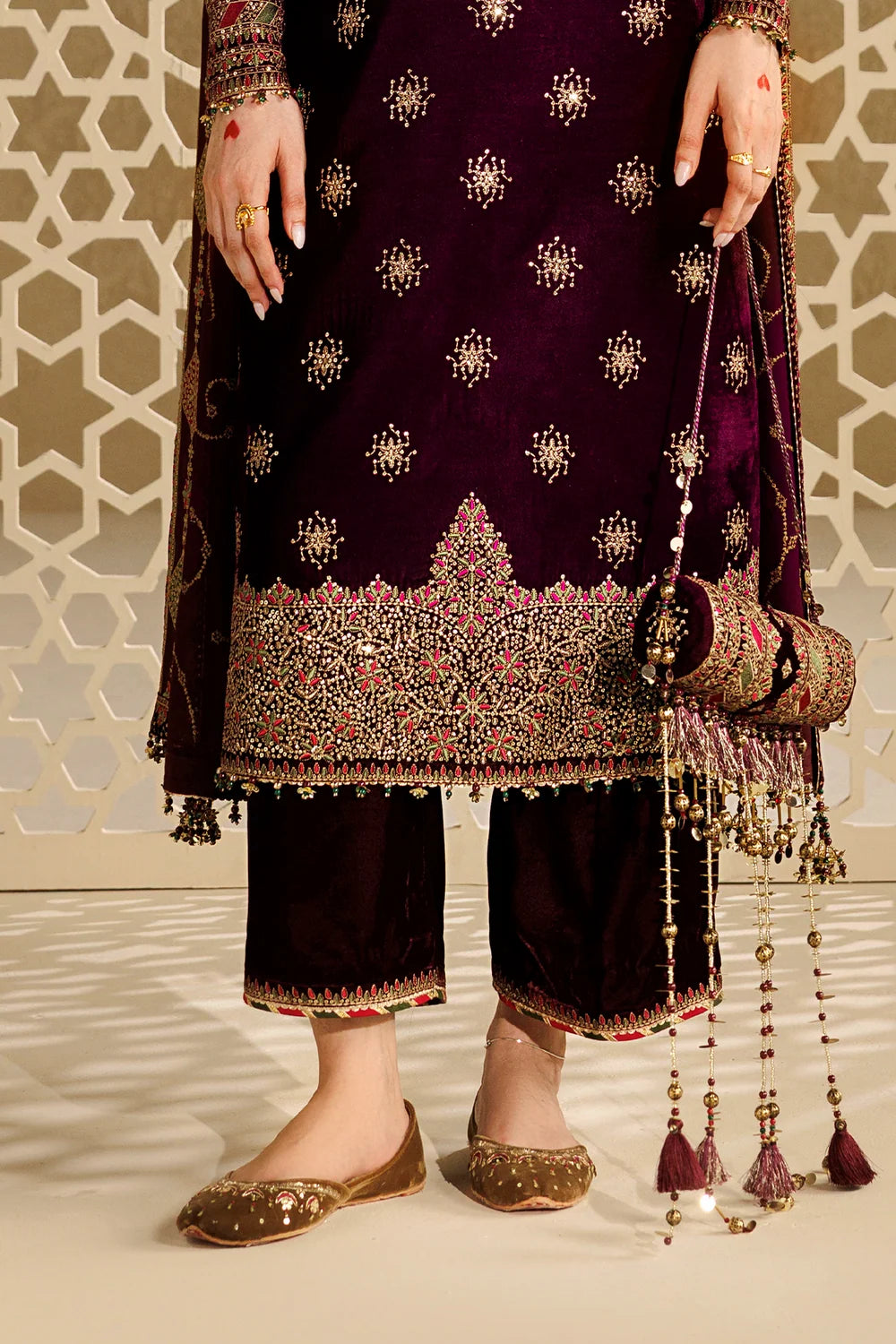 EMBROIDERED VELVET KHUSSA D-18 | Chandni Velvet Formals ‘26 | Jazmin | Footwear