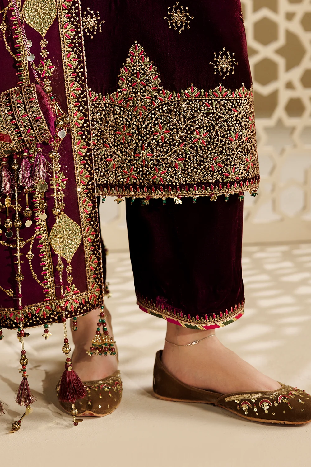 EMBROIDERED VELVET KHUSSA D-18 | Chandni Velvet Formals ‘26 | Jazmin | Footwear