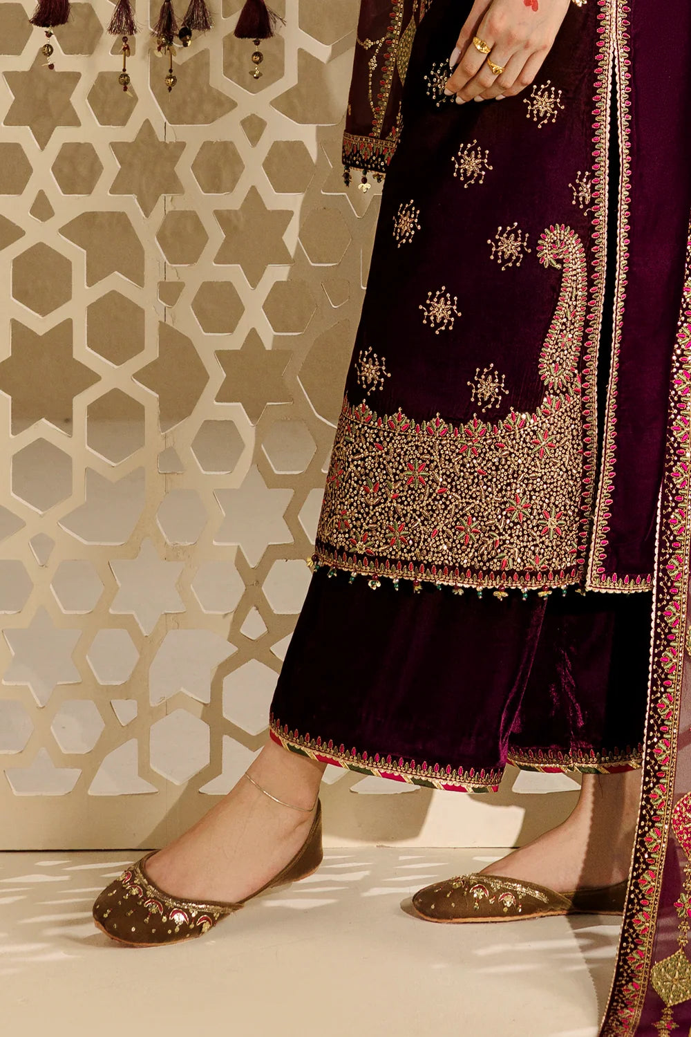 EMBROIDERED VELVET KHUSSA D-18 | Chandni Velvet Formals ‘26 | Jazmin | Footwear