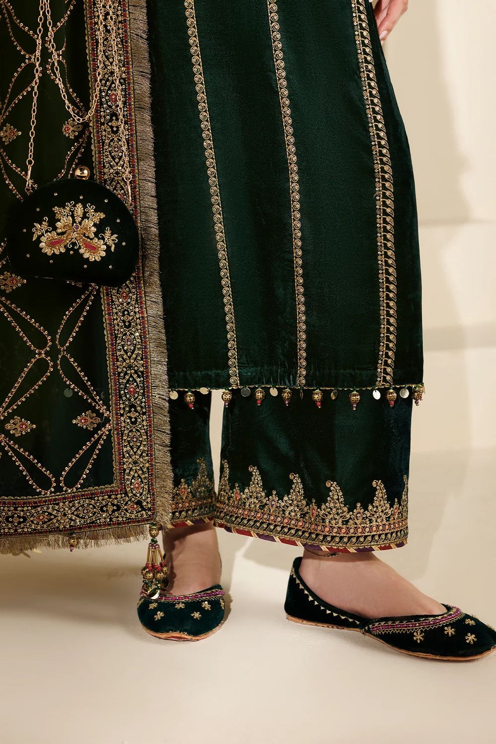 EMBROIDERED VELVET KHUSSA D-16 | Chandni Velvet Formals ‘26 | Jazmin | Footwear