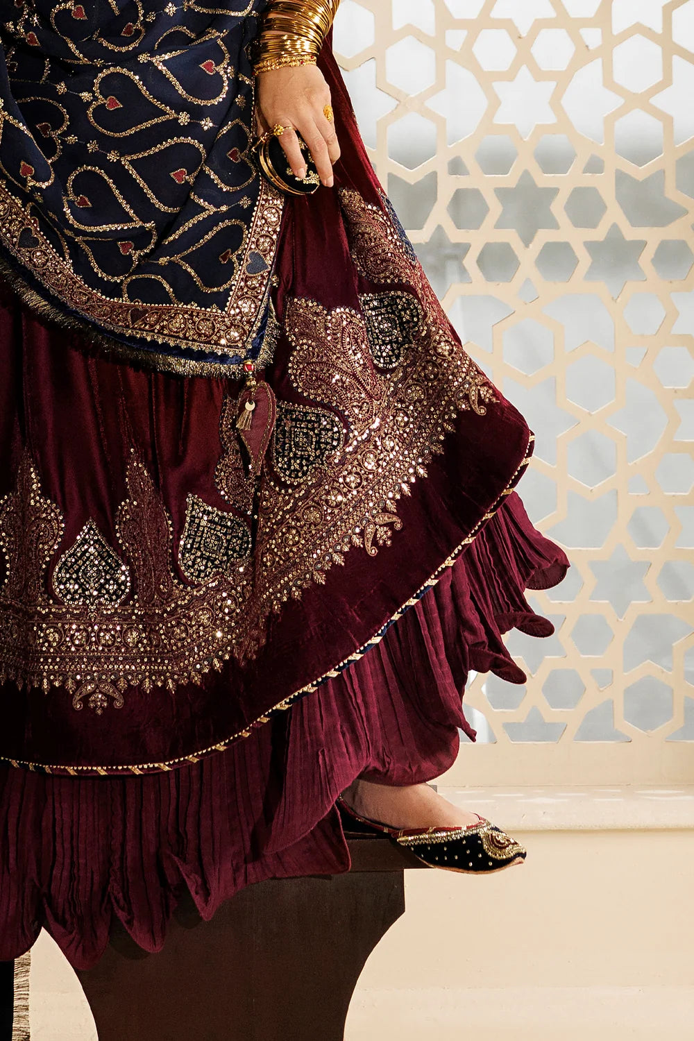 EMBROIDERED VELVET KHUSSA D-15 | Chandni Velvet Formals ‘26 | Jazmin | Footwear
