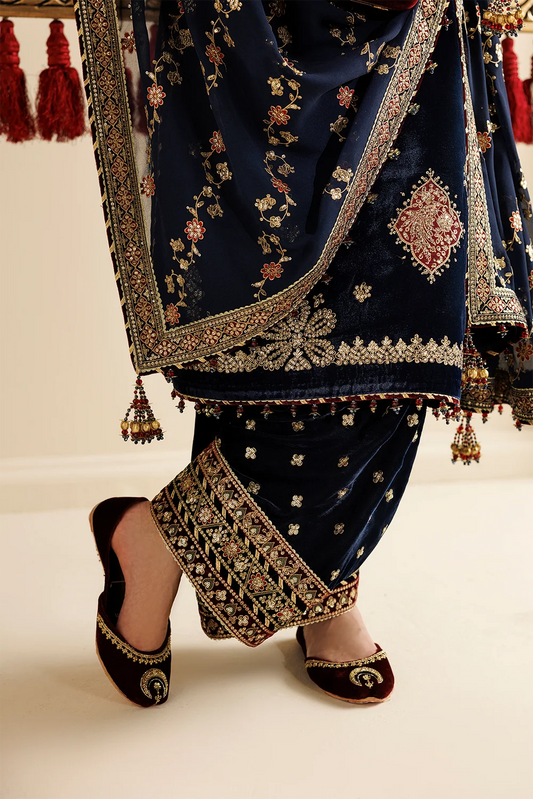 EMBROIDERED VELVET KHUSSA D-14 | Chandni Velvet Formals ‘26 | Jazmin | Footwear