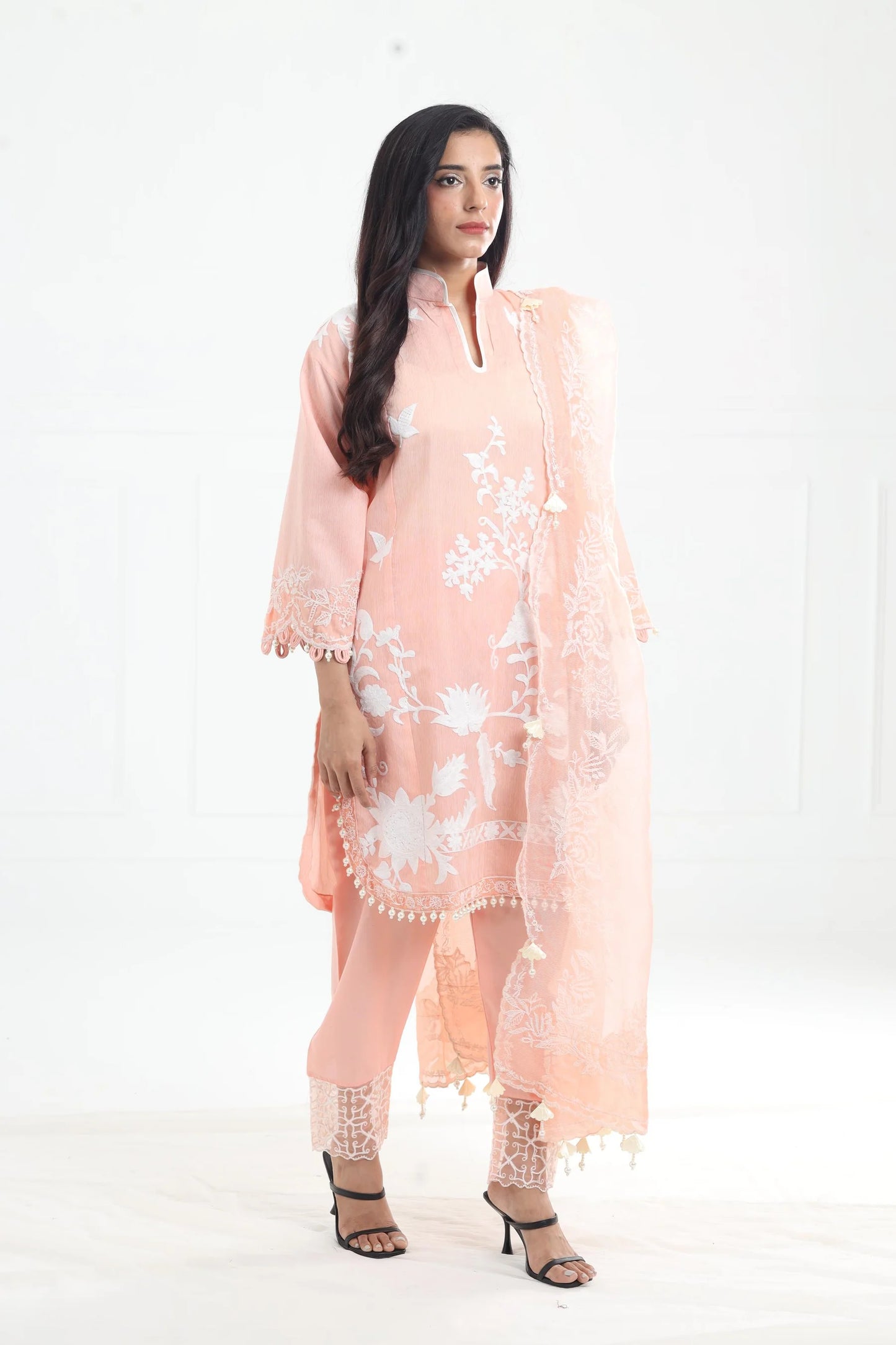 M251-015A-3CT-PEACH-00S | Muzlin Summer'25 | SANA SAFINAZ