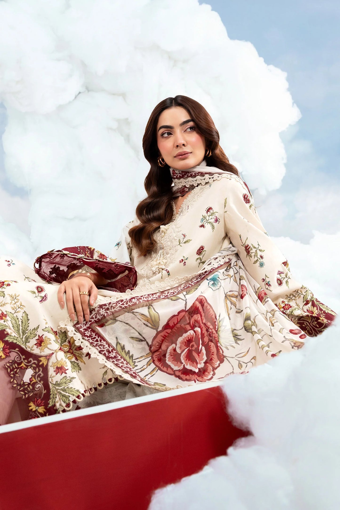MB-CUSV14-01A | 3 Pc Unstitched Embroidered Lawn Suit | MARIA.B