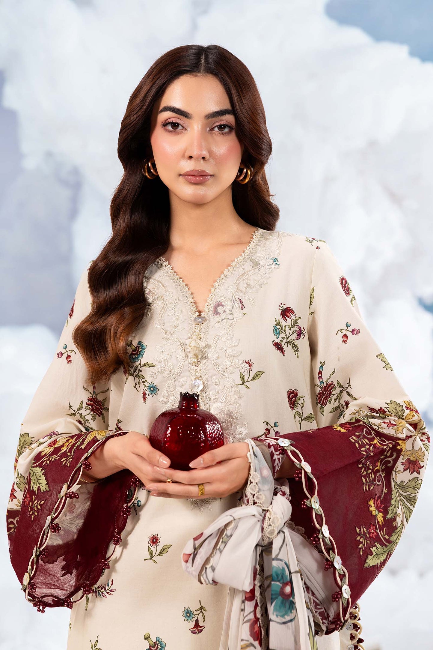 MB-CUSV14-01A | 3 Pc Unstitched Embroidered Lawn Suit | MARIA.B