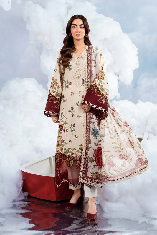 MB-CUSV14-01A | 3 Pc Unstitched Embroidered Lawn Suit | MARIA.B