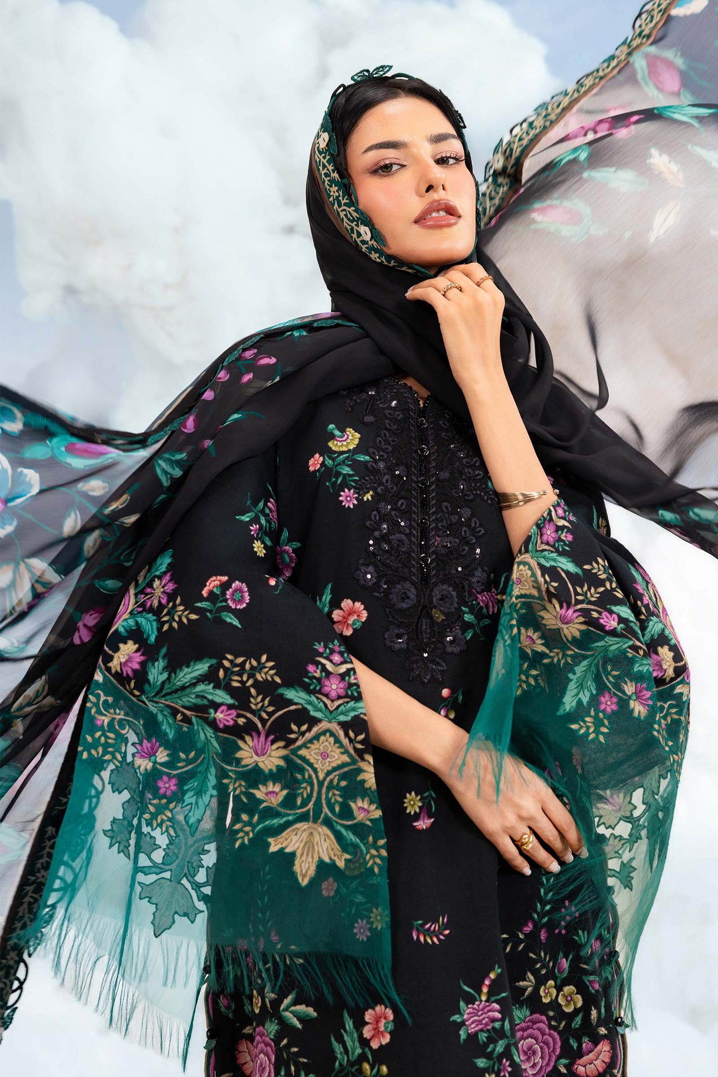 MB-CUSV14-01B | 3 Pc Unstitched Embroidered Lawn Suit | MARIA.B