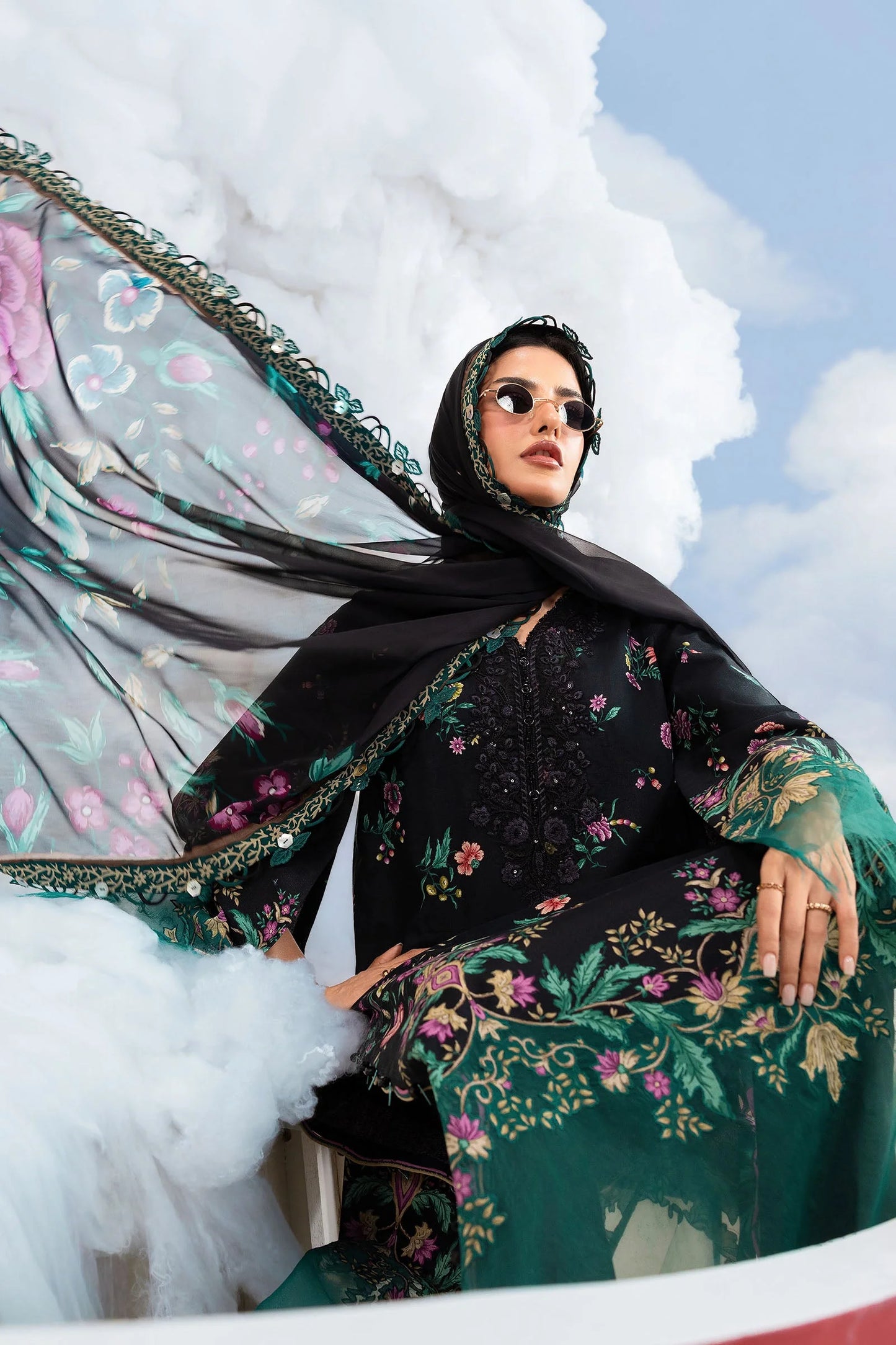 MB-CUSV14-01B | 3 Pc Unstitched Embroidered Lawn Suit | MARIA.B