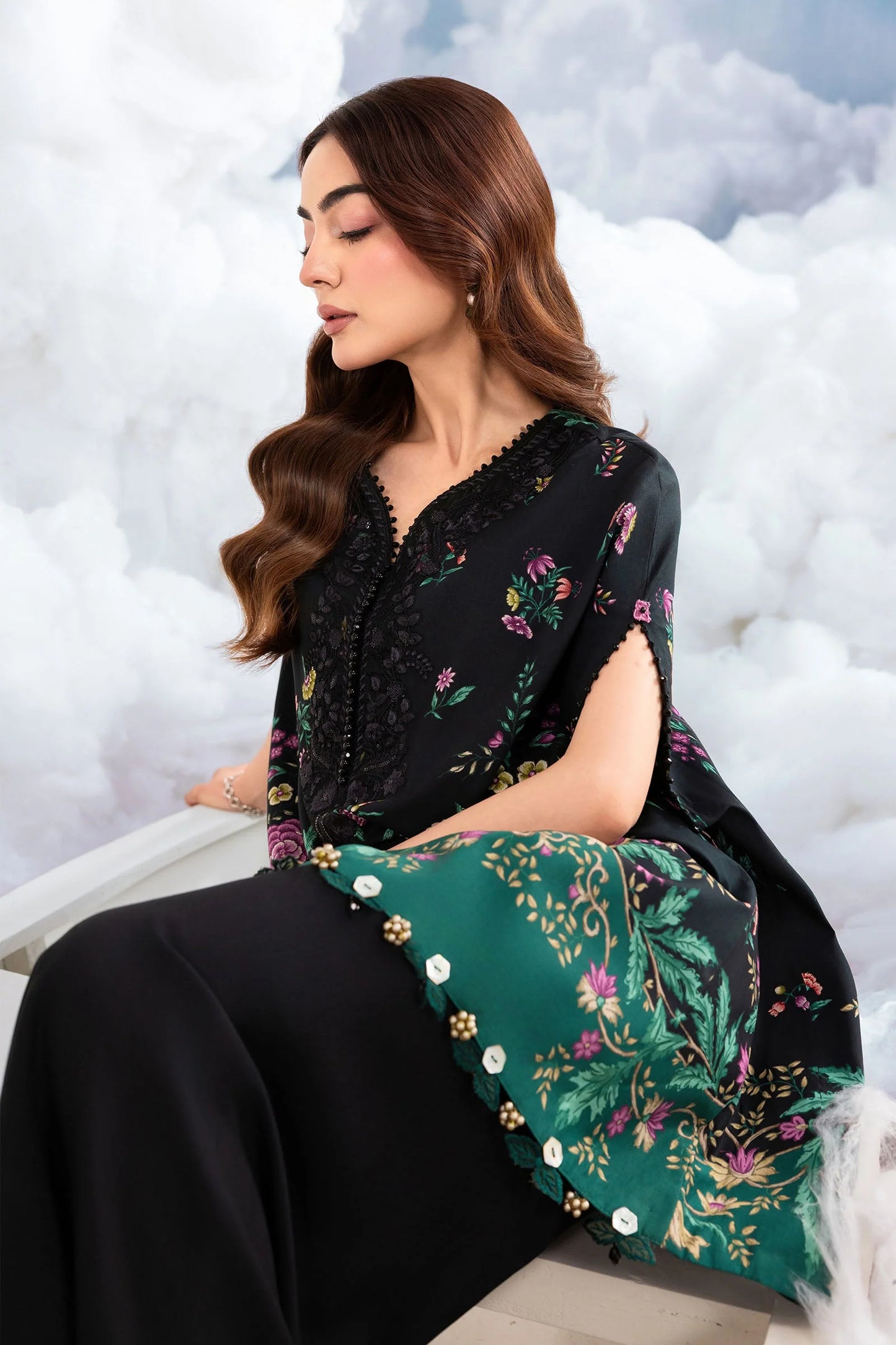 MB-CUSV14-01B | 3 Pc Unstitched Embroidered Lawn Suit | MARIA.B