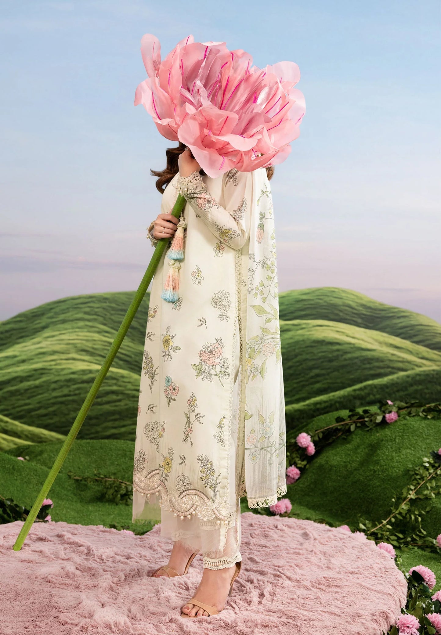 MB-CUSV14-02A | 3 Pc Unstitched Embroidered Lawn Suit | MARIA.B