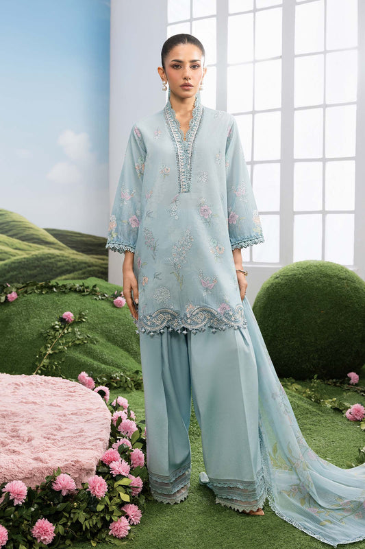 MB-CUSV14-02B | 3 Pc Unstitched Embroidered Lawn Suit | MARIA.B