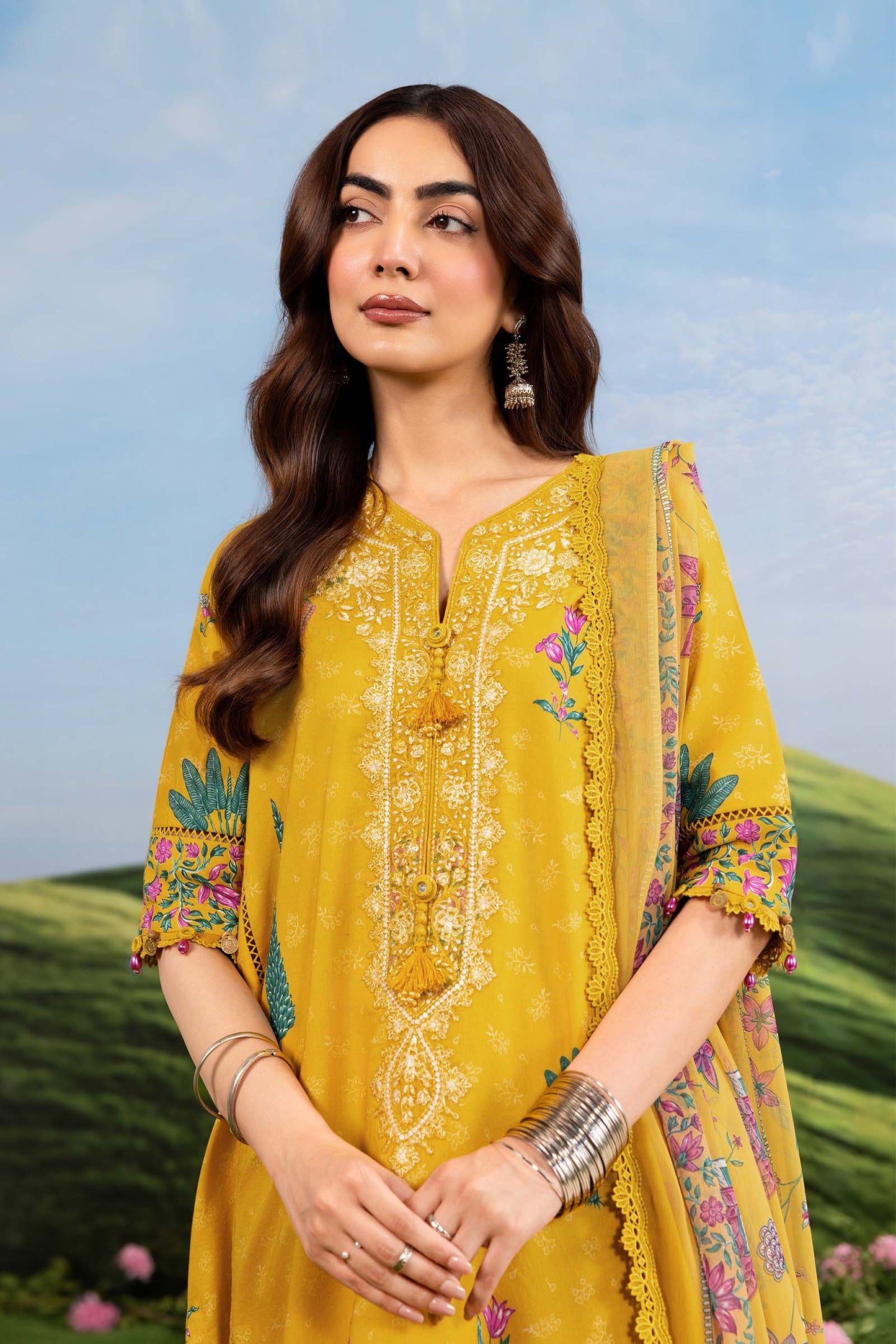 MB-CUSV14-03A | 3 Pc Unstitched Embroidered Lawn Suit | MARIA.B