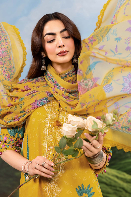 MB-CUSV14-03A | 3 Pc Unstitched Embroidered Lawn Suit | MARIA.B