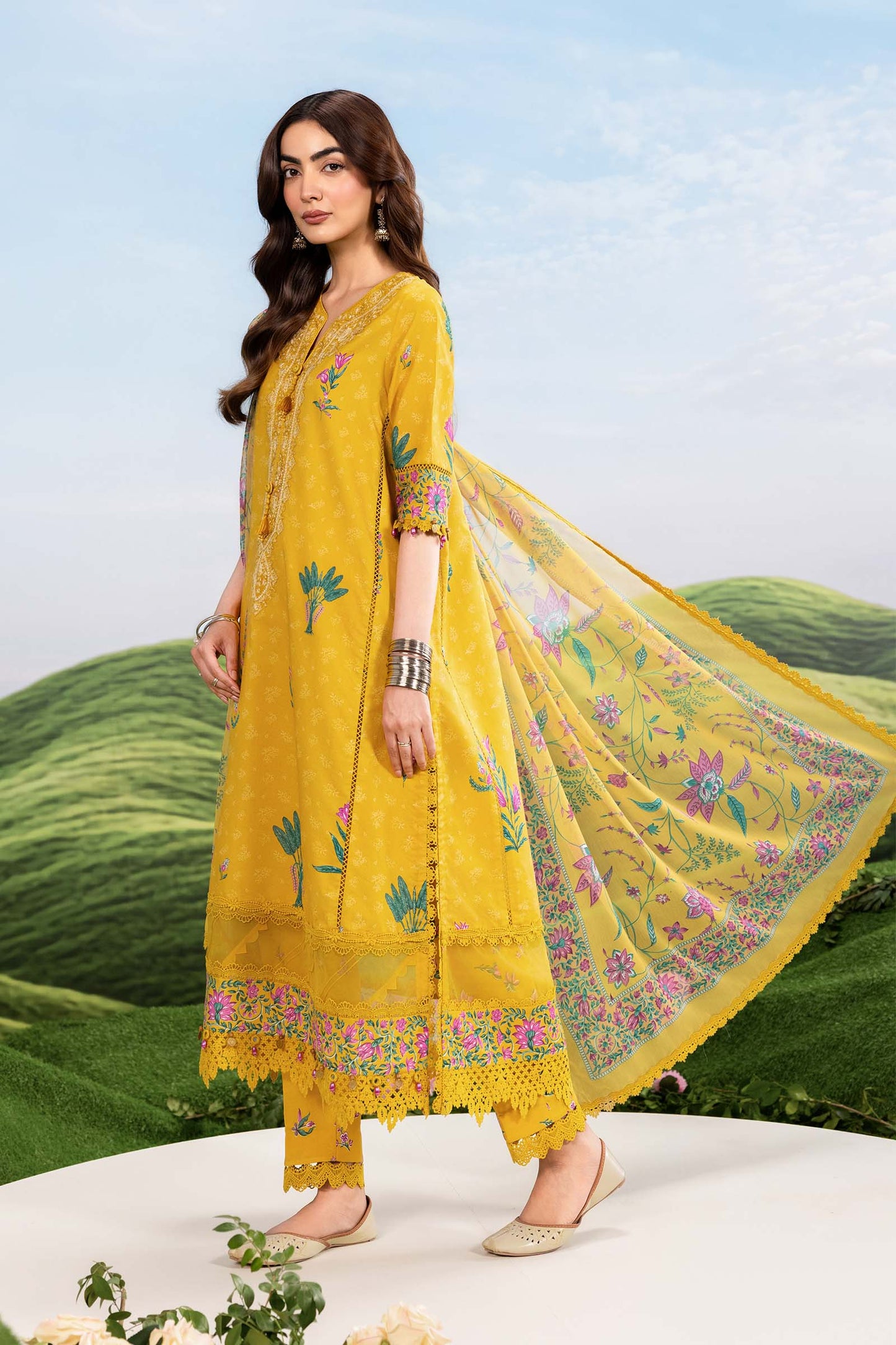MB-CUSV14-03A | 3 Pc Unstitched Embroidered Lawn Suit | MARIA.B