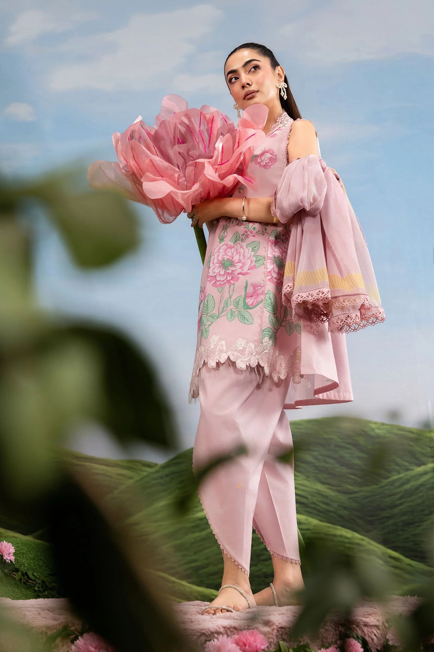 MB-CUSV14-04A | 3 Pc Unstitched Embroidered Lawn Suit | MARIA.B